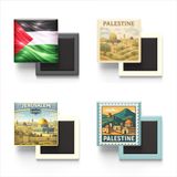 Buzdolap Magnetleri - Filistin - Doğu Kudüs - Palestine - 4'lü Set | Filistin temalı 4'lü dekoratif buzdolabı magneti