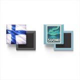 Buzdolap Magnetleri - Finlandiya Bayrağı ve Posta Pulu Tema - 2'li Set Magneti