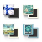 Buzdolap Magnetleri - Finlandiya - Helsinki - Finland - 4'lü Set | Finlandiya temalı 4'lü dekoratif buzdolabı magneti