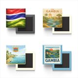 Buzdolap Magnetleri - Gambiya - Banjul - Gambia - 4'lü Set | Gambiya temalı 4'lü dekoratif buzdolabı magneti