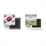 Buzdolap Magnetleri - Güney Kore Bayrağı ve Retro Tema - 2'li Set Magneti
