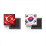 Buzdolap Magnetleri - Güney Kore Bayrağı ve Türk Bayrağı - 2'li Set Magneti