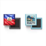 Buzdolap Magnetleri - Haiti Bayrağı ve Posta Pulu Tema - 2'li Set Magneti