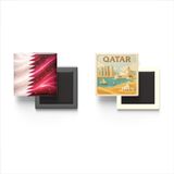 Buzdolap Magnetleri - Katar Bayrağı ve Paper Cut Tema - 2'li Set Magneti