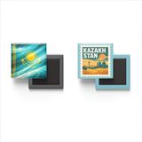 Buzdolap Magnetleri - Kazakistan Bayrağı ve Posta Pulu Tema - 2'li Set Magneti