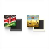 Buzdolap Magnetleri - Kenya Bayrağı ve Retro Tema - 2'li Set Magneti