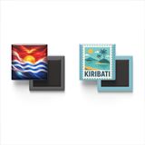 Buzdolap Magnetleri - Kiribati Bayrağı ve Posta Pulu Tema - 2'li Set Magneti
