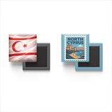 Buzdolap Magnetleri - Kuzey Kıbrıs Bayrağı ve Posta Pulu Tema - 2'li Set Magneti