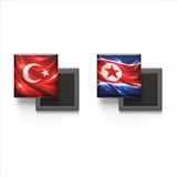 Buzdolap Magnetleri - Kuzey Kore Bayrağı ve Türk Bayrağı - 2'li Set Magneti