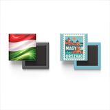 Buzdolap Magnetleri - Macaristan Bayrağı ve Posta Pulu Tema - 2'li Set Magneti