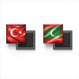 Buzdolap Magnetleri - Maldivler Bayrağı ve Türk Bayrağı - 2'li Set Magneti