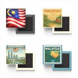 Buzdolap Magnetleri - Malezya - Kuala Lumpur - Malaysia - 4'lü Set | Malezya temalı 4'lü dekoratif buzdolabı magneti