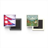 Buzdolap Magnetleri - Nepal Bayrağı ve Paper Cut Tema - 2'li Set Magneti