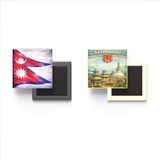 Buzdolap Magnetleri - Nepal Bayrağı ve Retro Tema - 2'li Set Magneti