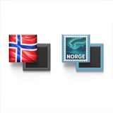 Buzdolap Magnetleri - Norveç Bayrağı ve Posta Pulu Tema - 2'li Set Magneti