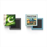 Buzdolap Magnetleri - Pakistan Bayrağı ve Posta Pulu Tema - 2'li Set Magneti