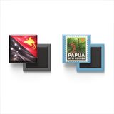 Buzdolap Magnetleri - Papua Yeni Gine Bayrağı ve Posta Pulu Tema - 2'li Set Magneti