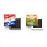 Buzdolap Magnetleri - Paraguay Bayrağı ve Paper Cut Tema - 2'li Set Magneti