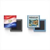 Buzdolap Magnetleri - Paraguay Bayrağı ve Posta Pulu Tema - 2'li Set Magneti