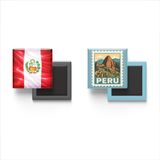 Buzdolap Magnetleri - Peru Bayrağı ve Posta Pulu Tema - 2'li Set Magneti