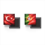 Buzdolap Magnetleri - Portekiz Bayrağı ve Türk Bayrağı - 2'li Set Magneti