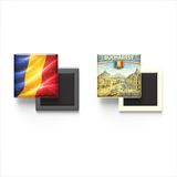 Buzdolap Magnetleri - Romanya Bayrağı ve Retro Tema - 2'li Set Magneti