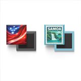 Buzdolap Magnetleri - Samoa Bayrağı ve Posta Pulu Tema - 2'li Set Magneti