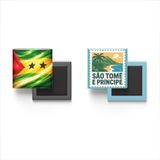 Buzdolap Magnetleri - Sao Tome ve Principe Bayrağı ve Posta Pulu Tema - 2'li Set Magneti