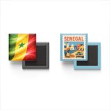 Buzdolap Magnetleri - Senegal Bayrağı ve Posta Pulu Tema - 2'li Set Magneti
