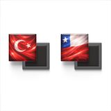 Buzdolap Magnetleri - Şili Bayrağı ve Türk Bayrağı - 2'li Set Magneti