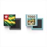 Buzdolap Magnetleri - Togo Bayrağı ve Posta Pulu Tema - 2'li Set Magneti