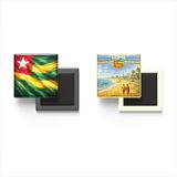 Buzdolap Magnetleri - Togo Bayrağı ve Retro Tema - 2'li Set Magneti