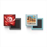 Buzdolap Magnetleri - Tunus Bayrağı ve Posta Pulu Tema - 2'li Set Magneti