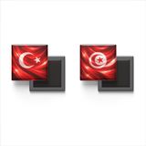 Buzdolap Magnetleri - Tunus Bayrağı ve Türk Bayrağı - 2'li Set Magneti