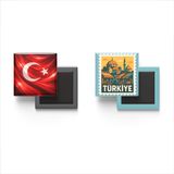 Buzdolap Magnetleri - Türkiye Bayrağı ve Posta Pulu Tema - 2'li Set Magneti