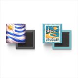 Buzdolap Magnetleri - Uruguay Bayrağı ve Posta Pulu Tema - 2'li Set Magneti