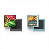Buzdolap Magnetleri - Vanuatu Bayrağı ve Posta Pulu Tema - 2'li Set Magneti