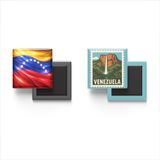Buzdolap Magnetleri - Venezuela Bayrağı ve Posta Pulu Tema - 2'li Set Magneti