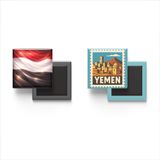 Buzdolap Magnetleri - Yemen Bayrağı ve Posta Pulu Tema - 2'li Set Magneti