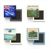 Buzdolap Magnetleri - Yeni Zelanda - Wellington - New Zealand - 4'lü Set | Yeni Zelanda temalı 4'lü dekoratif buzdolabı magneti