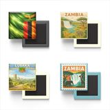 Buzdolap Magnetleri - Zambiya - Lusaka - Zambia - 4'lü Set | Zambiya temalı 4'lü dekoratif buzdolabı magneti