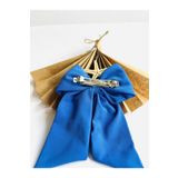 büzey accessory Saks mavisi kurdele fiyonk toka