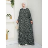 Büzgü Detaylı Rahat Kesim Anne Elbisesi - Haki / E0131 - 46 - 48