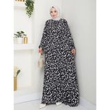 Büzgü Detaylı Rahat Kesim Anne Elbisesi - Siyah / E0131 - 54 - 56