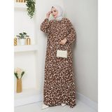 Büzgü Detaylı Rahat Kesim Anne Elbisesi - Taba / E0131 - 54 - 56