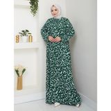 Büzgü Detaylı Rahat Kesim Anne Elbisesi - Yeşil / E0131 - 50 - 52
