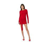 Büzgü Detaylı Uzun Kollu Bodycon Mini Elbise