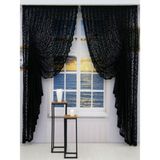 Büzgülü 2 Kanat Tül Fon Perde Siyah - 90 x 250 cm