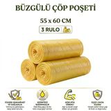 Büzgülü Çöp Torbası Orta Boy 55X60 Cm - 3 Rulo - Limon Kokulu Sızdırmaz
