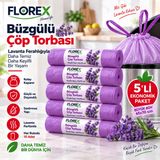 Büzgülü Çöp Torbası,BÜYÜK BOY 65x70cm,Sızdırmaz Yapı, Güçlü ve Dayanıklı (Lavanta-5Rulo)